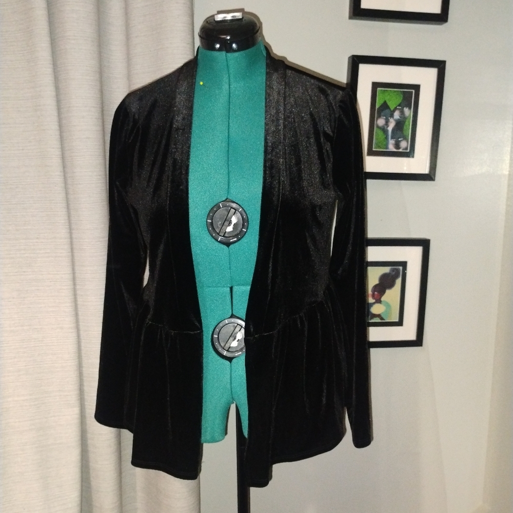 Modcloth Luxe The Part Soft Draped Black Velvet Blazer Sz M - Picture 5 of 16